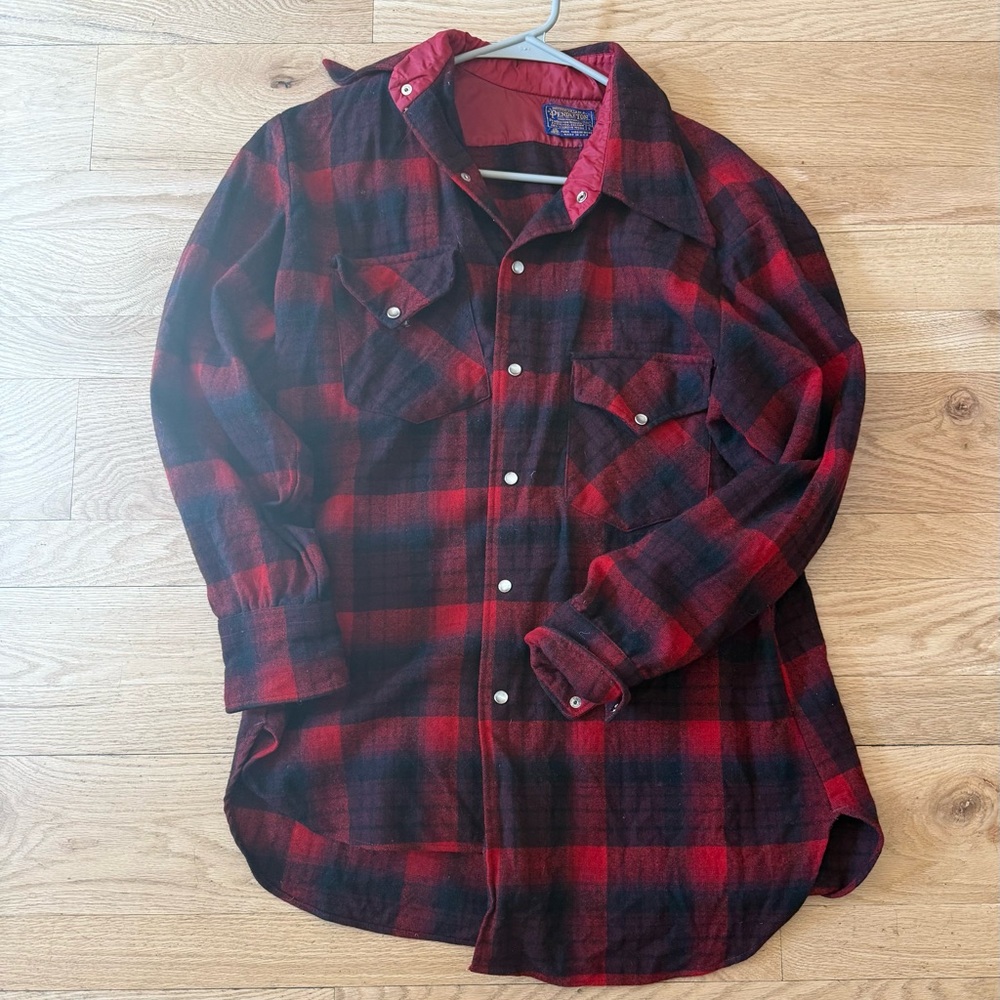 Vintage Pendleton Red and Black Plaid Men's Shirt